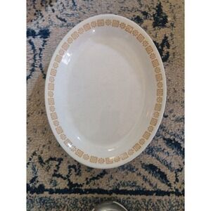 Shenango China Anchor Hocking‎ Oval Platter Tan Floral Border Vintage A X-38 USA